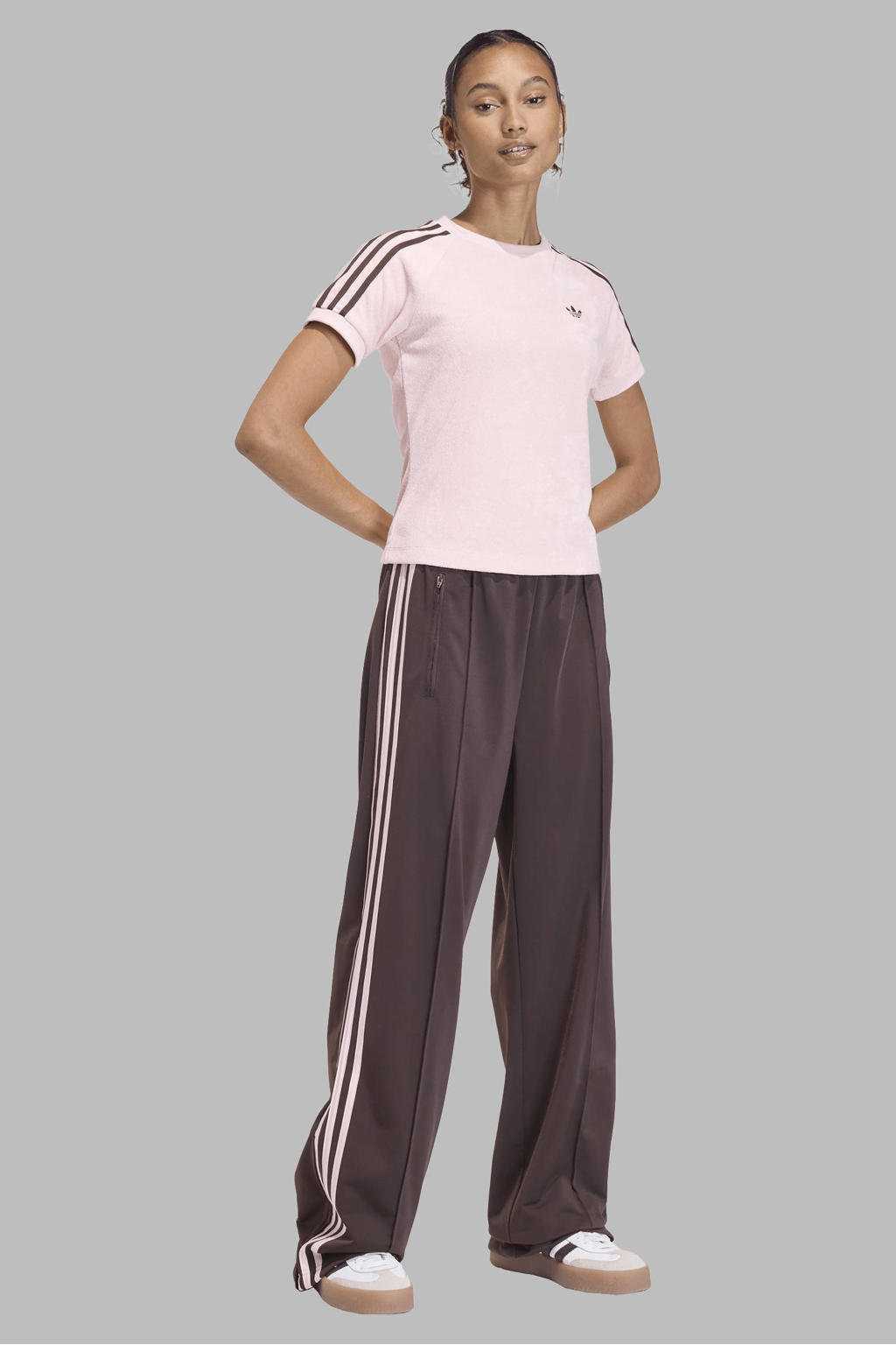 adidas Originals Terry Towel Cali T-shirt roze/bruin