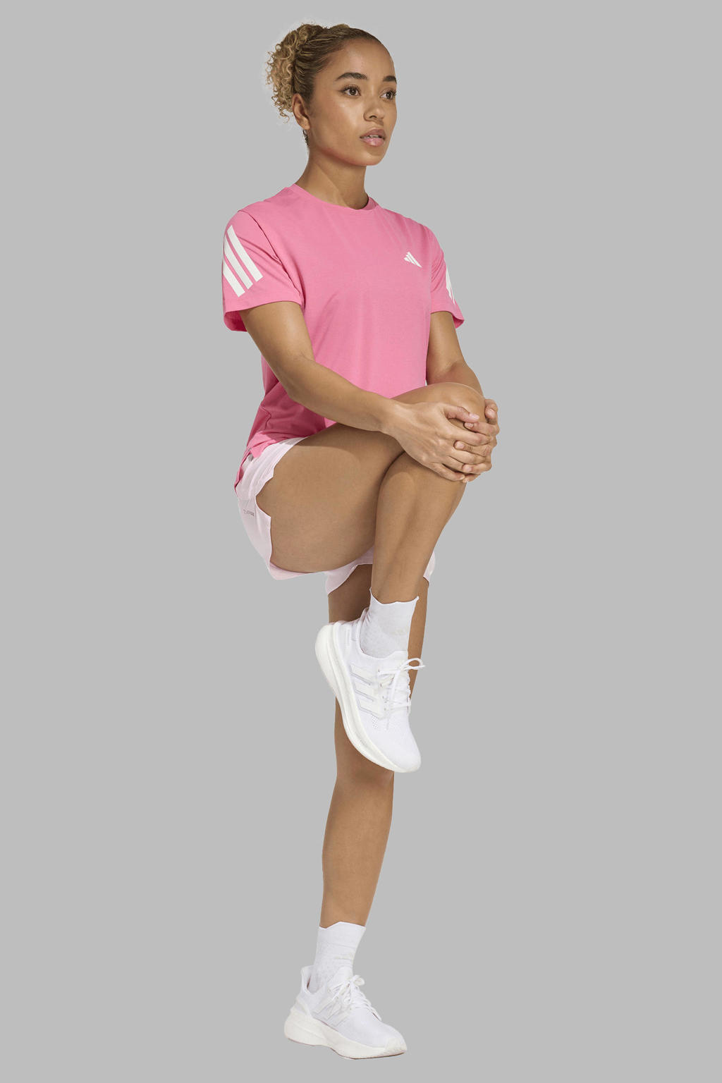 Roze dames adidas Performance Adi365 hardloopshirt van polyester met korte mouwen en ronde hals