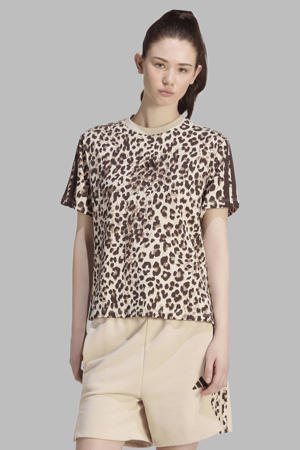 T-shirt beige/bruin panterprint