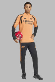 thumbnail: Oranje en zwarte heren adidas Performance Senior Arsenal FC sportbroek Training van polyester met slim fit, elastische tailleband en logo dessin