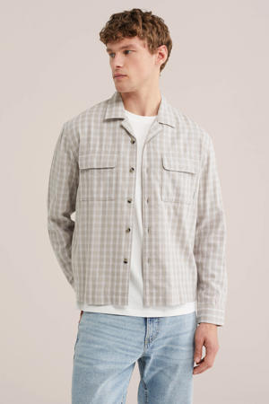 regular geruit casual overhemd grijs