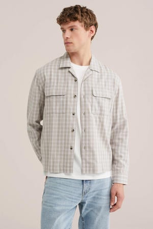 regular geruit casual overhemd grijs