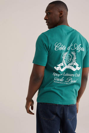 relaxed T-shirt met backprint groen