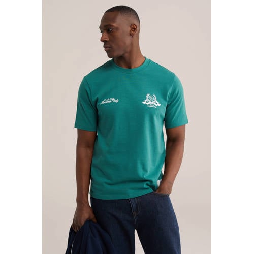 WE Fashion relaxed T-shirt met backprint groen afbeelding