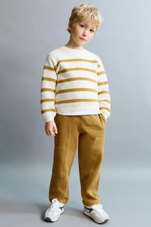 gestreepte trui beige gebreid