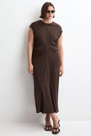 midi jurk bruin