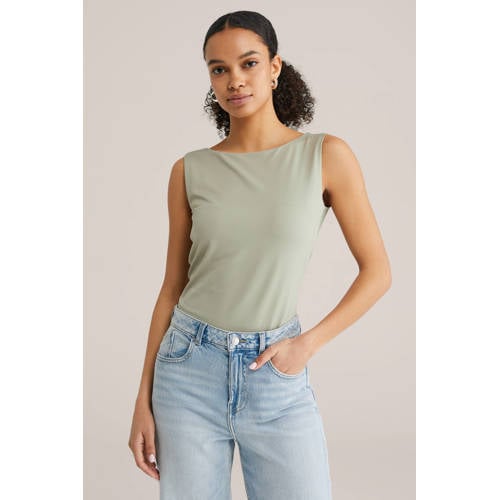 WE Fashion mouwloze top lichtgroen afbeelding