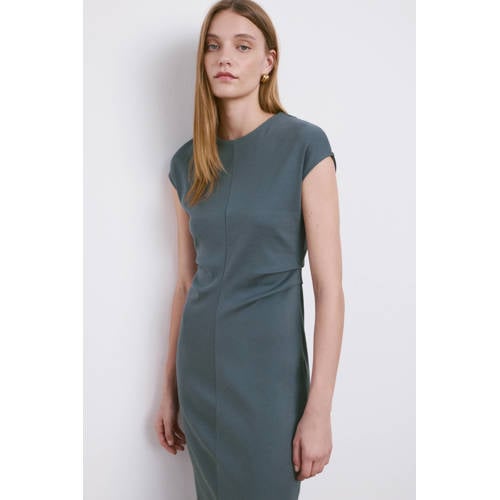 Mango midi jurk grijsblauw afbeelding