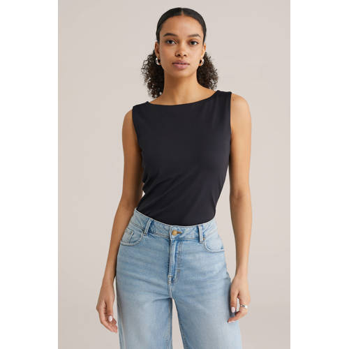 WE Fashion mouwloze top zwart afbeelding