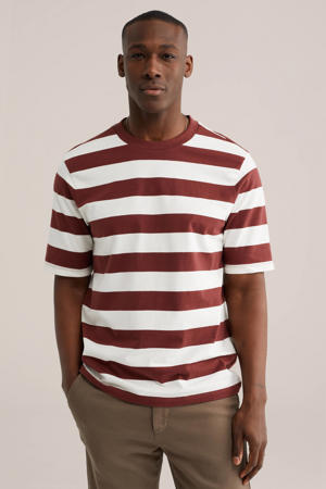 relaxed gestreepte T-shirt donkerrood