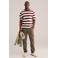 WE Fashion relaxed gestreepte T-shirt donkerrood