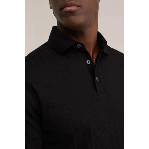 WE Fashion regular polo gebreid zwart afbeelding