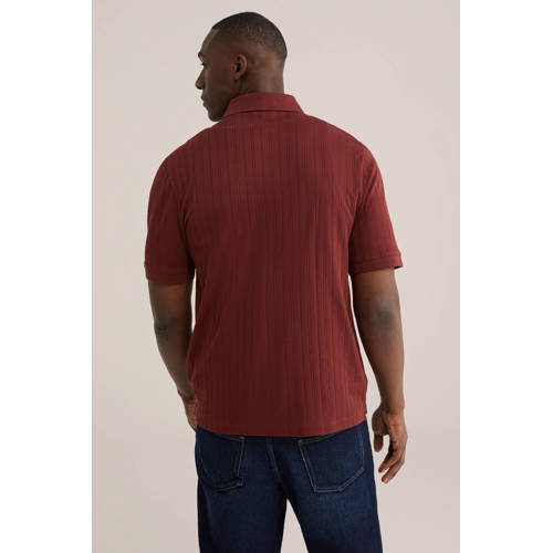 WE Fashion regular polo gebreid donkerrood afbeelding