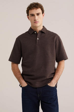 boxy polo fijn gebreid bruin