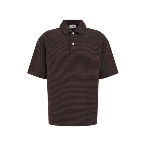 WE Fashion boxy polo fijn gebreid bruin afbeelding