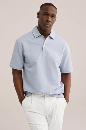 boxy polo fijn gebreid lichtblauw