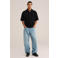 WE Fashion boxy gebreide polo - zwart