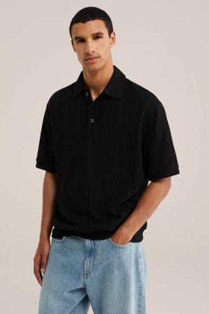 boxy gebreide polo - zwart