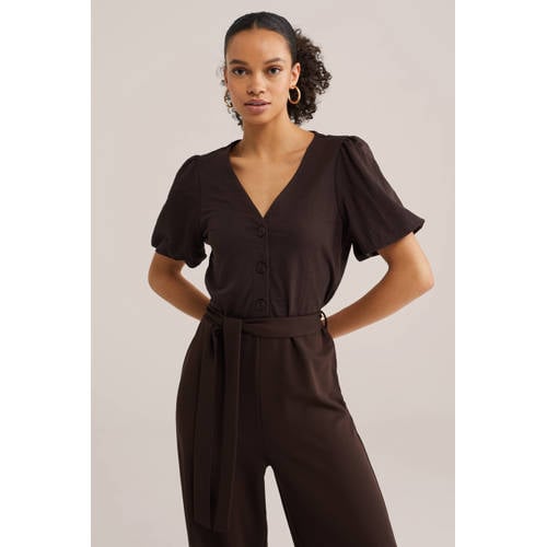 WE Fashion jumpsuit donkerbruin afbeelding