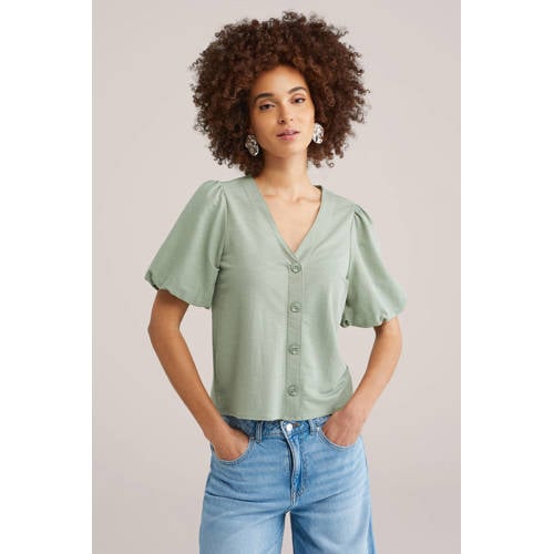 WE Fashion blouse lichtgroen afbeelding