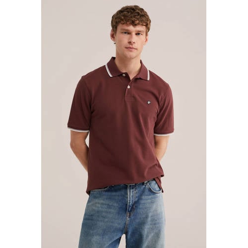 WE Fashion regular polo donkerrood afbeelding