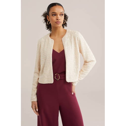 WE Fashion jasje met pailletten ecru afbeelding