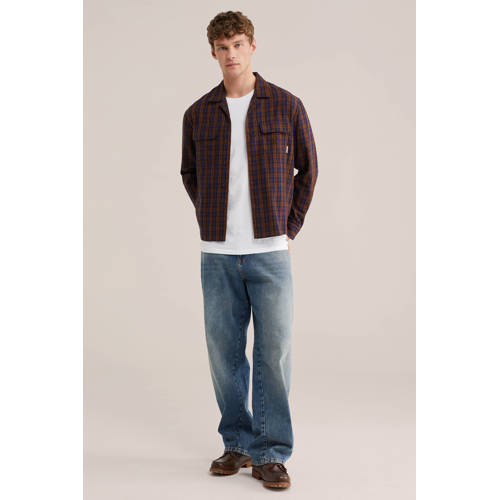 WE Fashion regular geruit casual overhemd donkerbruin afbeelding