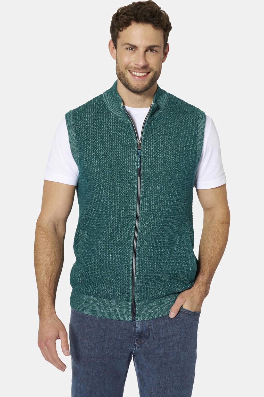 Babista katoenen gebreid vest Plus Size - petrol