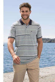 thumbnail: Babista regular fit gestreepte polo Plus Size - grijs