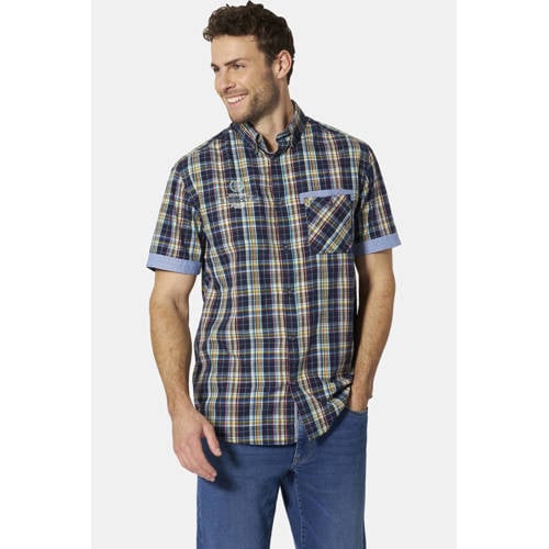 Babista regular geruit casual overhemd donkerblauw afbeelding