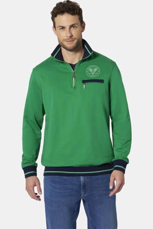 LANGIO regular fit sweater Plus Size met print - groen