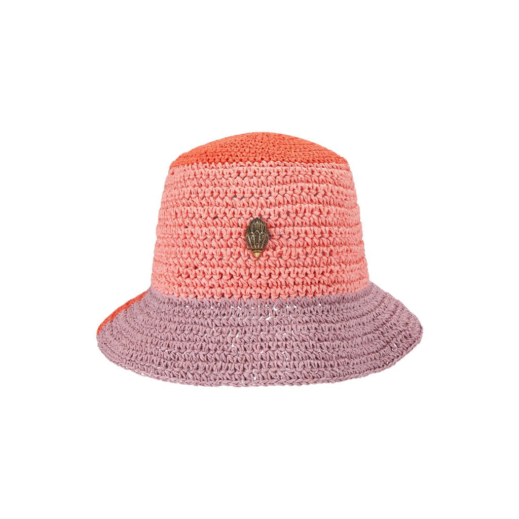Kurt Geiger raffia bucket hat Eagle multi