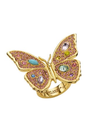 ring Butterfly met strass goudkleurig