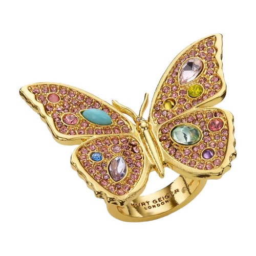 Kurt Geiger ring Butterfly met strass goudkleurig afbeelding