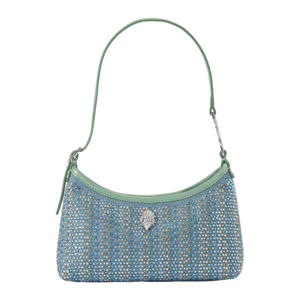 denim schoudertas Fabric Kurt Mini met strass blauw