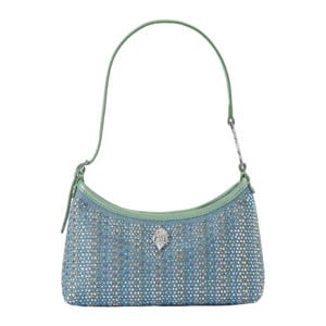 denim schoudertas Fabric Kurt Mini met strass blauw