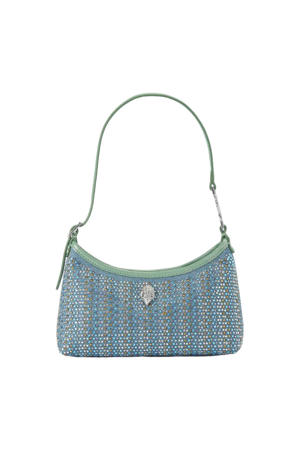 denim schoudertas Fabric Kurt Mini met strass blauw