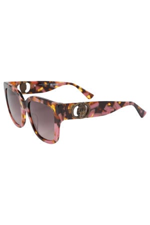 zonnebril Chelsea Square met tortoise print bruin/roze