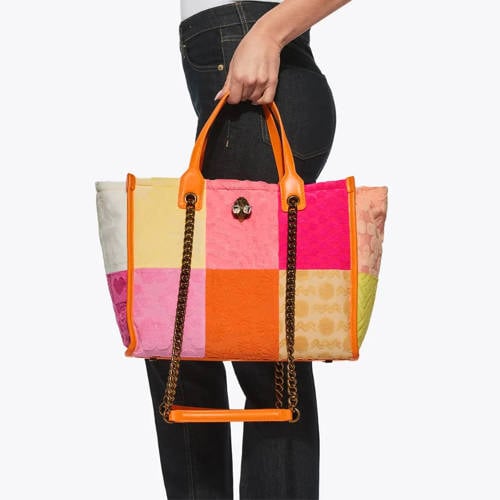 Kurt Geiger badstof shopper Hoxton oranje/roze afbeelding