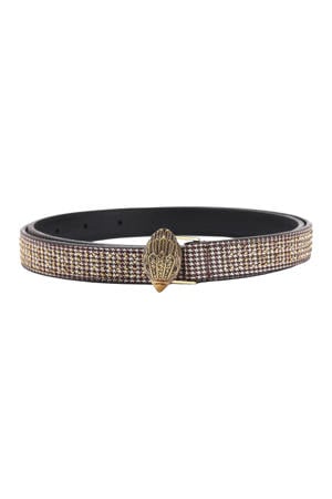 riem Eagle met studs en pied-de-poule print zwart/wit