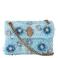 Kurt Geiger raffia crossbody tas Mini Kensington met sierstenen lichtblauw