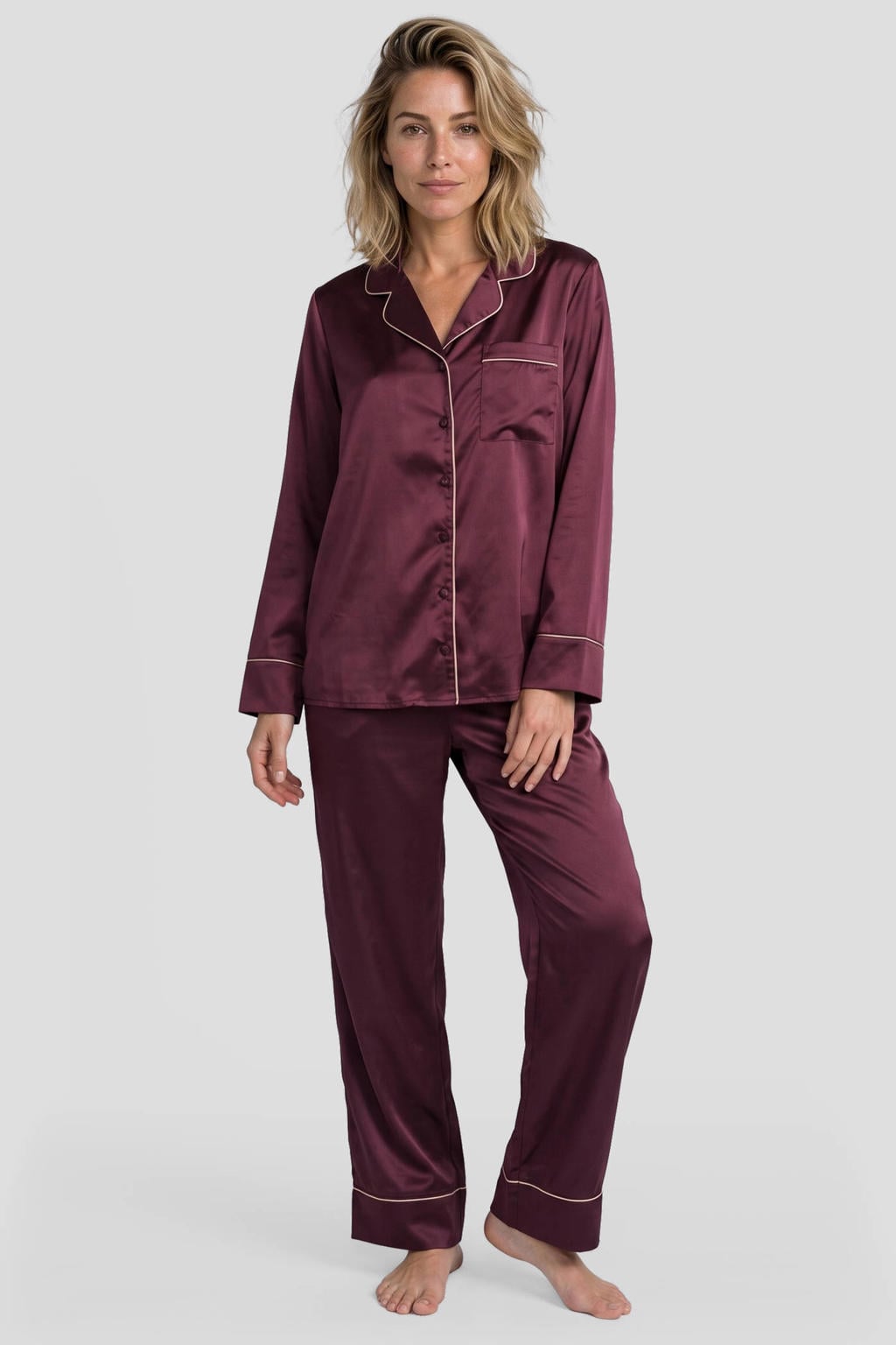 Dreamcovers satijnlook pyjamaset - bordeaux