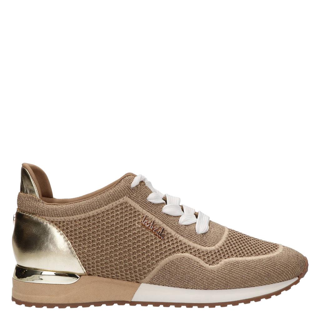 Lichtbruin en gouden dames La Strada sneakers met glitters