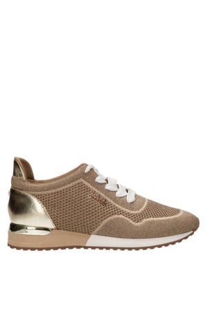 sneakers met glitters lichtbruin/goud