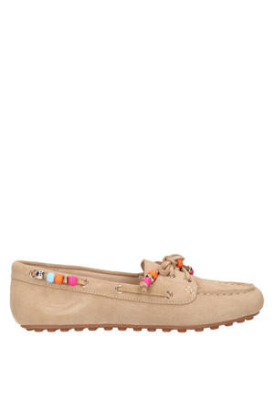 suède mocassins beige