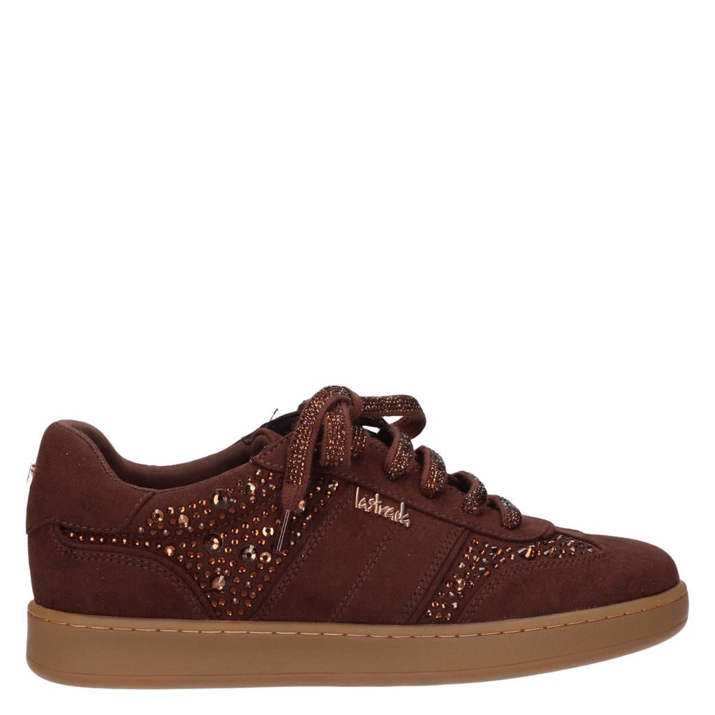Bordeaux dames La Strada sneakers met strass van suèdelook
