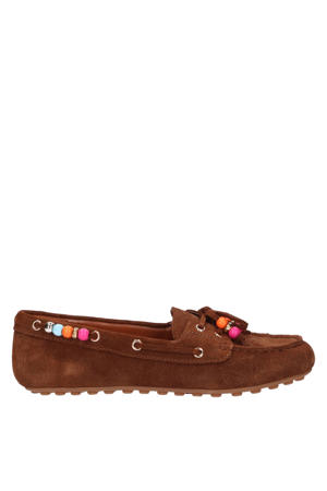 suède mocassins cognac