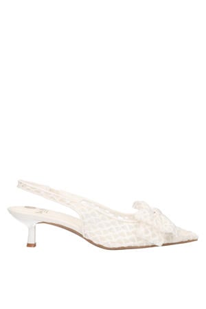 slingback pumps met strik ecru