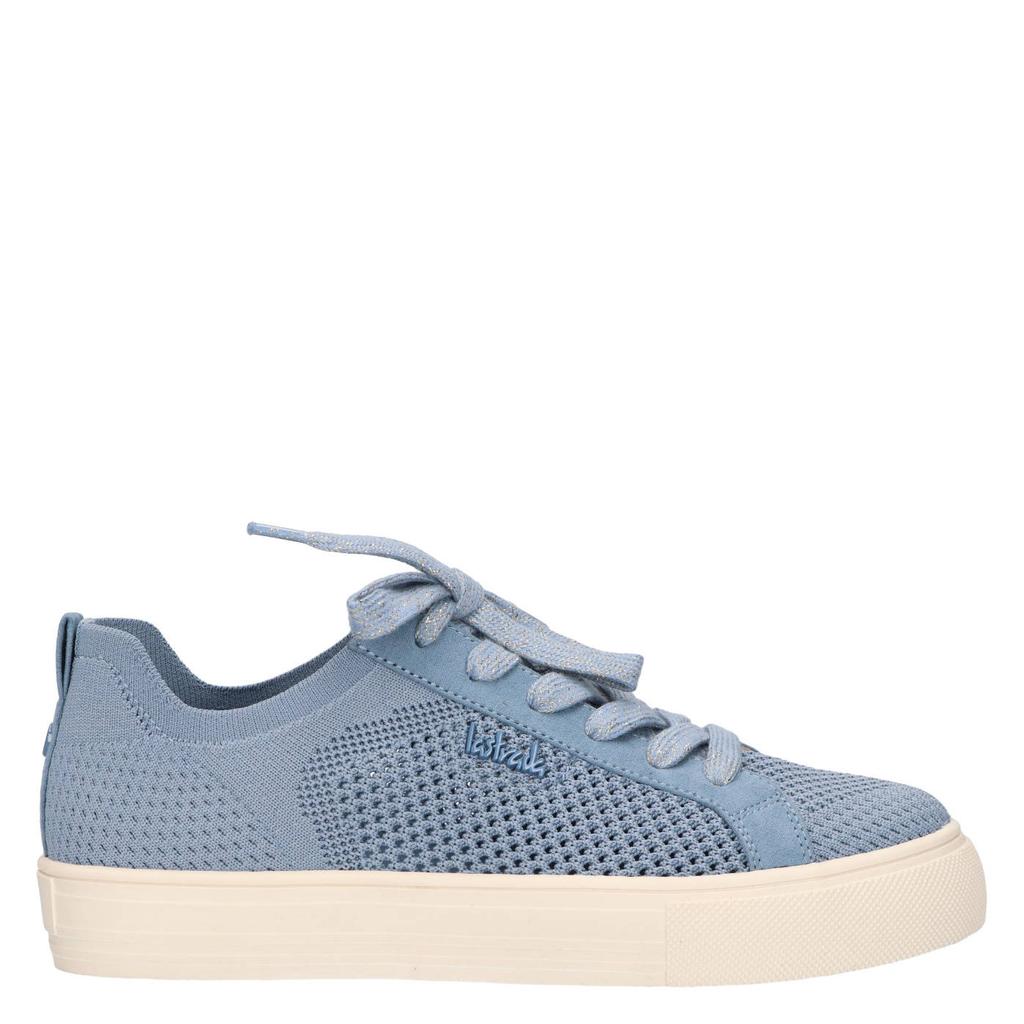 Lichtblauwe dames La Strada sneakers van knitted met veters
