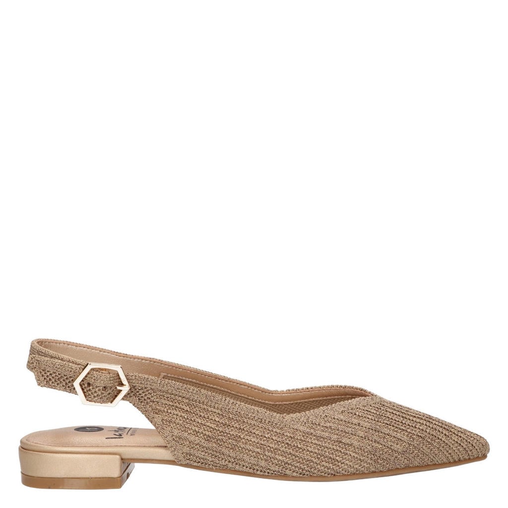 Gouden dames La Strada slingback loafers van knitted met gesp